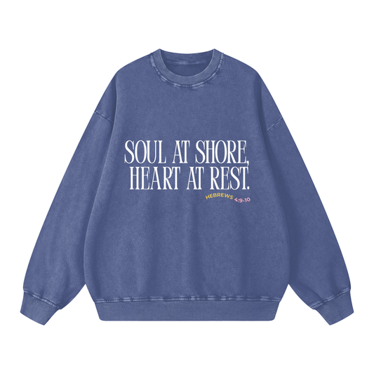 Soul at Shore, Heart at Rest Acid Wash Oversize Sweatshirt